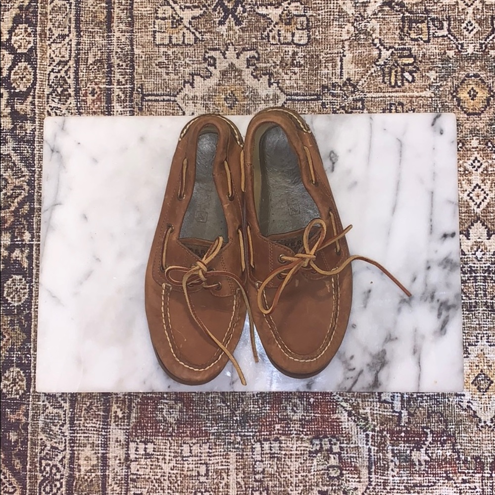 Speery Topsiders brown leather boat shoes 8W